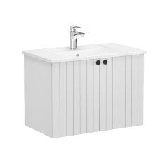 Vitra Root Groove 69283 Lavabo Dolabı, Kapaklı, 80 Cm, Mat Açık Gri, Köşeli Lavabolu